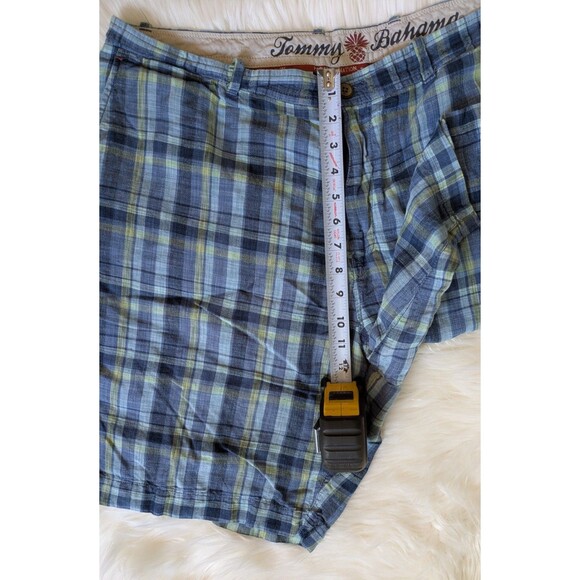 Tommy Bahama Men’s Plaid Shorts Size 40 Blue Green Linen Blend Casual Summer - Picture 9 of 10